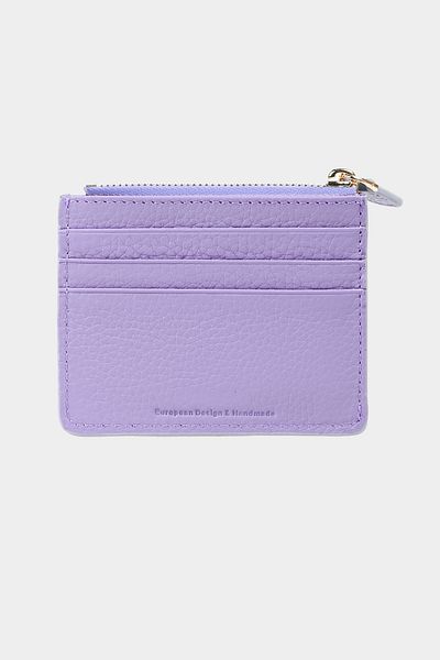 Grande 3603 Genuine Leather Coin Compartment Zippered Women's Men's Wallet Card Holder Lilac