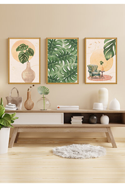 Tarot Serüveni 3'Lü Oturma Odası Ahşap Çerçeve Görünümlü Tablo PVC Levha 3mm