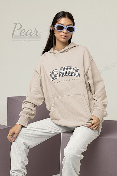 Pear Wear Γυναικείο φούτερ με κουκούλα με στάμπα Los Angeles με 3 κλωστές