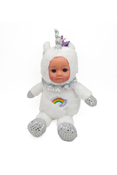 HALLEY Peluş Bebek Yüzlü Unicorn 30 Cm - Mavi Su Dünyası