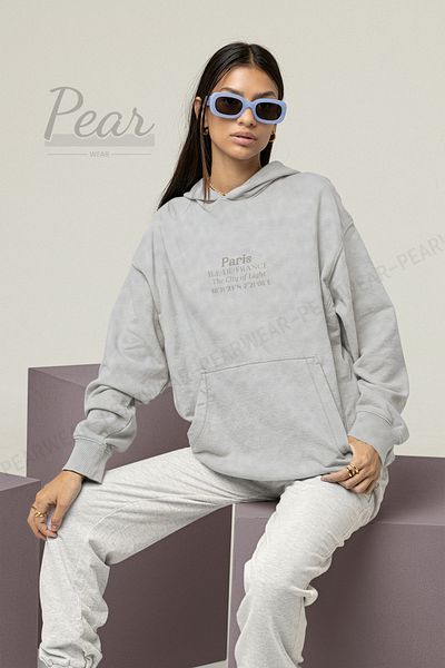 Pear Wear Γυναικεία φούτερ με κουκούλα με κουκούλα με 3 νήματα με στάμπα Paris