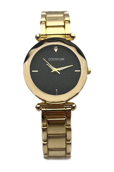 Coliseum Kadın Kol Saati Metal Kordon Siyah Kadran Gold Renk