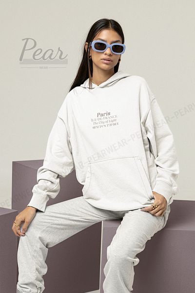 Pear Wear Γυναικεία φούτερ με κουκούλα με κουκούλα με 3 νήματα με στάμπα Paris