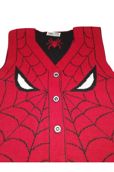 Meriç bebe Boy's Seasonal Spider Patterned Buttoned Knitwear Vest
