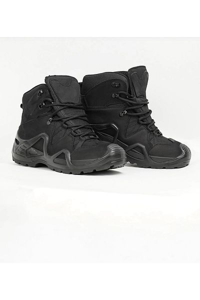 Anıl Ayakkabı Vgl 1492 Men's Black Color Genuine Leather Rubber Non-Slip Sole Waterproof Non-Zipper Military Boots