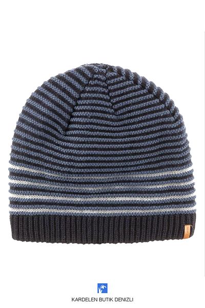Kardelen Butik Denizli Knitwear Lined Striped Thermal Snow Beanie for Women and Men