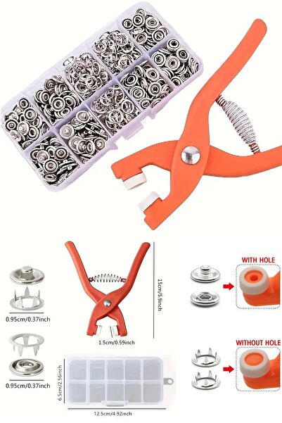 BİTERSE Çıt Çıt Düğme Ve Pensesi 100 Set Çıt Çıt Metal Düğme Yapma Seti Kutul...