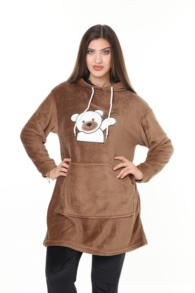 mervemoda Women's Tan top soft bottom velvet Black tights high quality double set