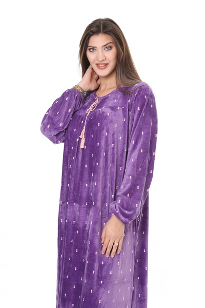 mervemoda Women's Purple plus size velvet dress