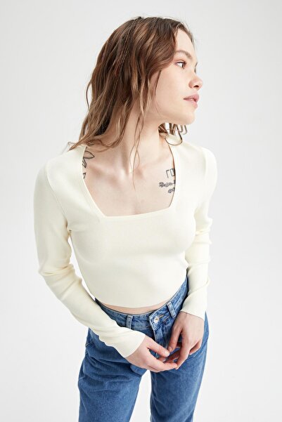 DeFacto Cool Slim Fit πουλόβερ με τετράγωνο λαιμό