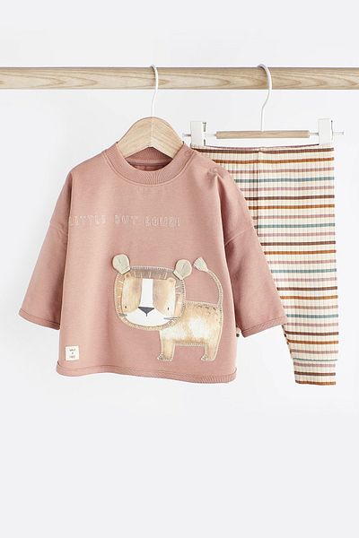 Next Baby 100% Cotton Rust Brown Leon Top and Bottom Set