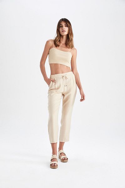 DeFacto Штани Jogger Straight Leg Linen Look з льону