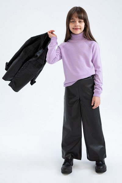 DeFacto Girl's Regular Fit Turtleneck Sweater