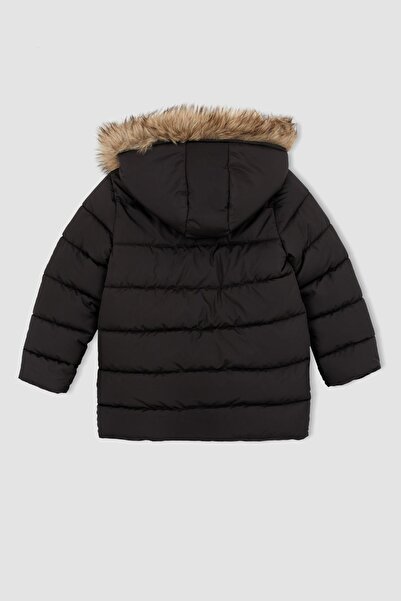 DeFacto Dívčí kabát z umělé kožešiny s kapucí