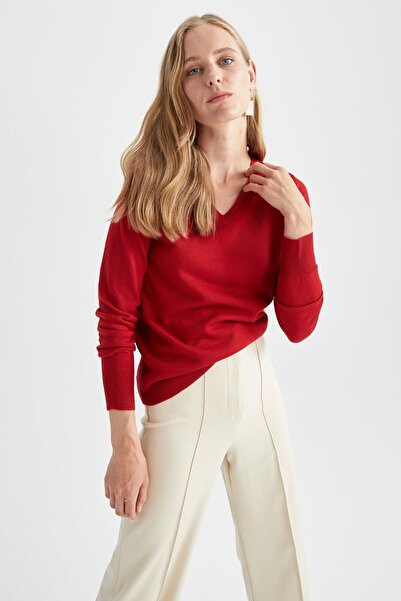 DeFacto Egyszerű V-nyakú, extra puha textúrájú pulóver