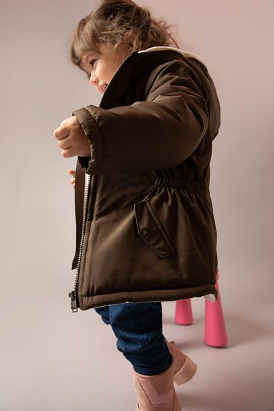 DeFacto Baby Girl Water Repellent Hooded Plush Lining Coat
