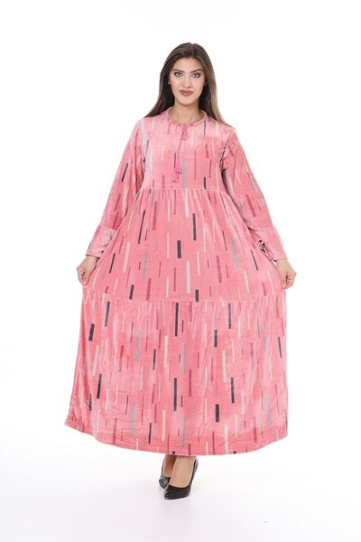 mervemoda فستان نسائي مخملي بطول كامل مقاس كبير من Dried Rose
