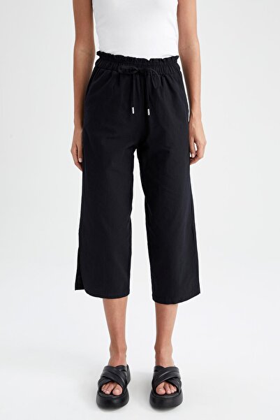 DeFacto Lněné kalhoty Capri ze 100% bavlny se širokými kapsami na nohavicích