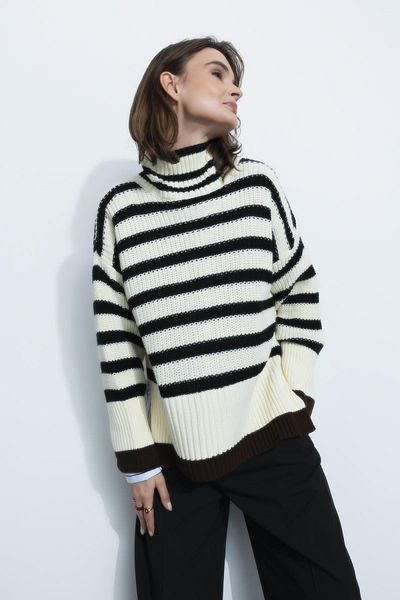 DeFacto Sweter oversize z golfem z tkaniny Thessaloniki