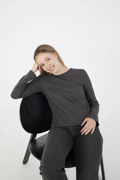 Addax Μπλούζα με υφή Crew Neck B1146-u7