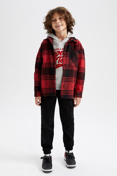 DeFacto Boy's Oversize Fit Flannel Long Sleeve Shirt