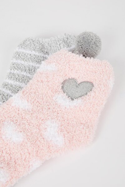 DeFacto Women's Embroidery 2-Piece Home Socks
