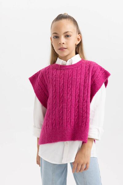 DeFacto Girl's Regular Fit Crew Neck Knitwear Sweater X9524A623Wn