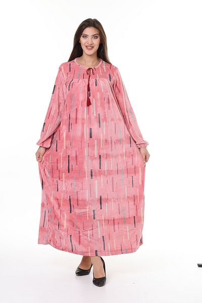 mervemoda فستان نسائي مخملي مقاس كبير من Dried Rose