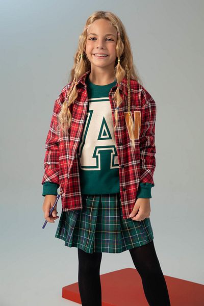 DeFacto Girl's Flannel Long Sleeve Shirt