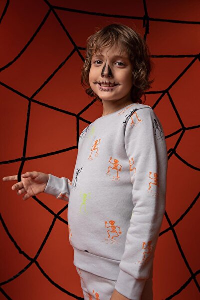 DeFacto Erkek Çocuk Halloween Temalı Bisiklet Yaka Sweatshirt