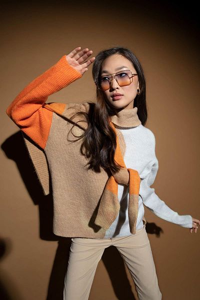 DeFacto Γεωμετρικό χρωματιστό χιόνι Oversize Fit Extra Soft Knit Tunic