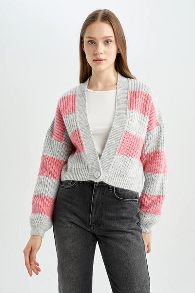 DeFacto Cool Oversize Fit V-nyakú kötött kardigán