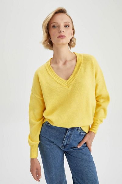 DeFacto Relax Fit V-Neck Sweater