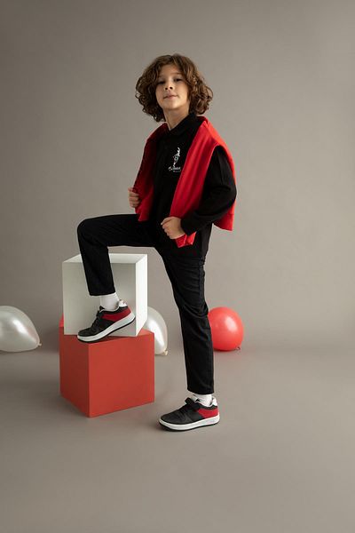 DeFacto Boy's Ataturk Printed Long Sleeve Polo T-Shirt