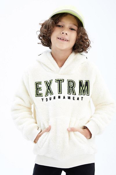 DeFacto Boy's Hooded Kangaroo Pocket Fleece Sweatshirt