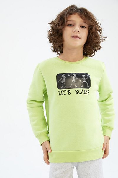 DeFacto Boy's Crew Neck Halloween Themed Sweatshirt