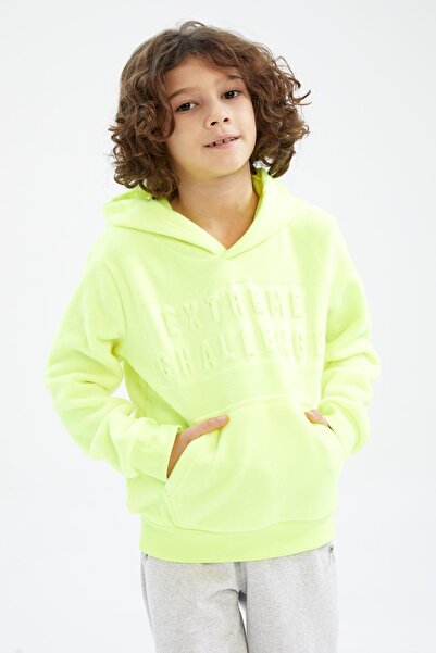 DeFacto Boy's Hooded Kangaroo Pocket Plush Sweatshirt