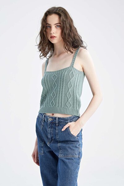 DeFacto Dzianinowy podkoszulek o dopasowanym kroju i sznurowanym pasku