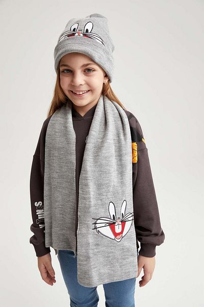 DeFacto Girl's Looney Tunes Scarf Beanie Set