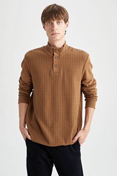 DeFacto Regular Fit Half Turtleneck Selanik Fabric Sweatshirt