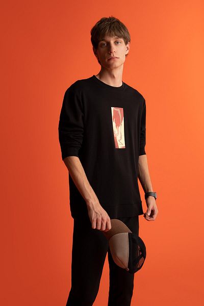 DeFacto Μοντέρνα φούτερ Premium Fit Crew Neck