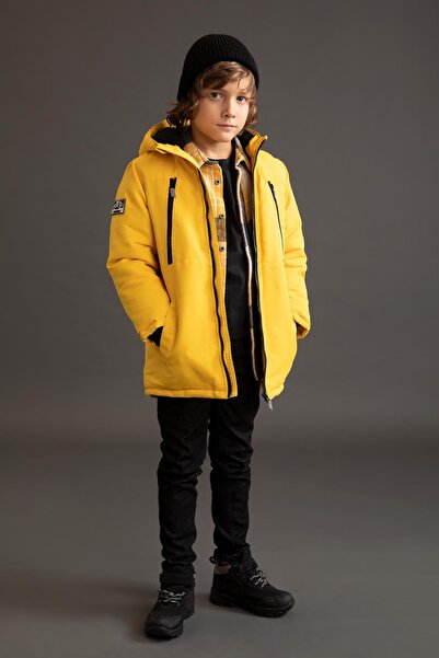 DeFacto Boy's Plush Lined Hooded Coat Y5523a622wn