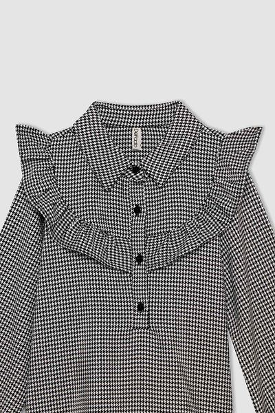 DeFacto Girl's Houndstooth Patterned Woven Dress