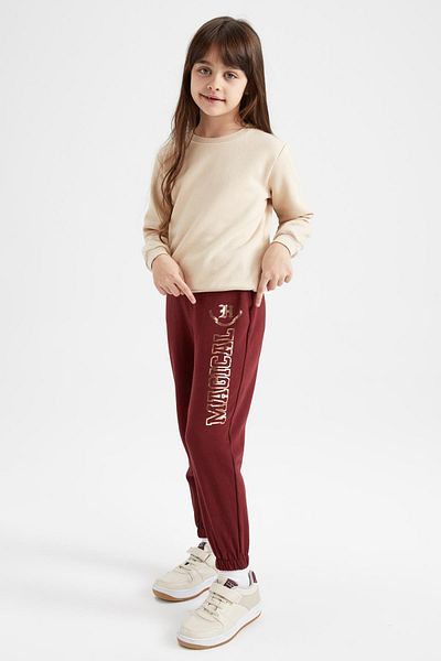 DeFacto Girls' Slogan Printed Jogger Sweatpants