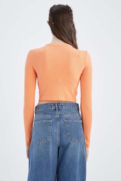 DeFacto Εφαρμοσμένη λεπτομέρεια γραβάτα με μακρυμάνικο μπλουζάκι με ραβδώσεις