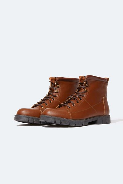 DeFacto Men's Lace-up High Sole Winter Faux Leather Boots Y5512az22wn
