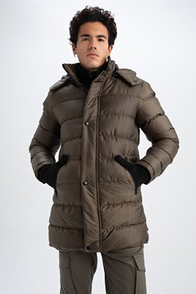 DeFacto Kabátová bunda Slim Fit s kapucí Puffer Puffer Coat
