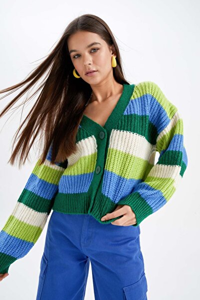 DeFacto Cool Relax Fit Cardigan s výstřihem do V