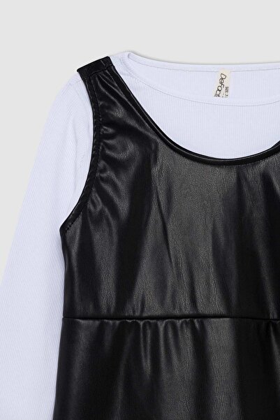 DeFacto Lány 2 részes szett hosszú ujjú póló műbőr Salopet Y3894a622au