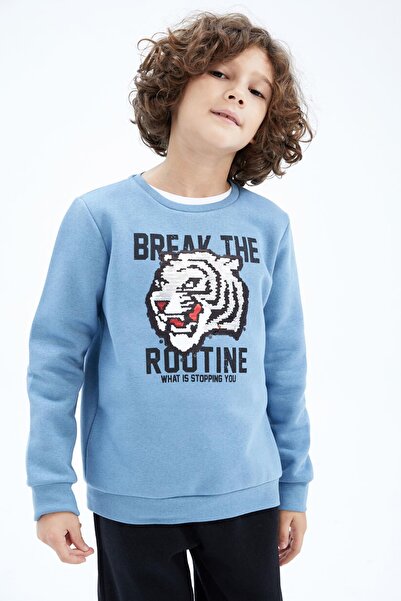 DeFacto Erkek Çocuk Bisiklet Yaka Payetli Sweatshirt